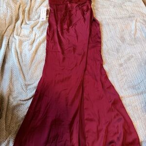 Azazie Pomegranate Stretch Satin Gown